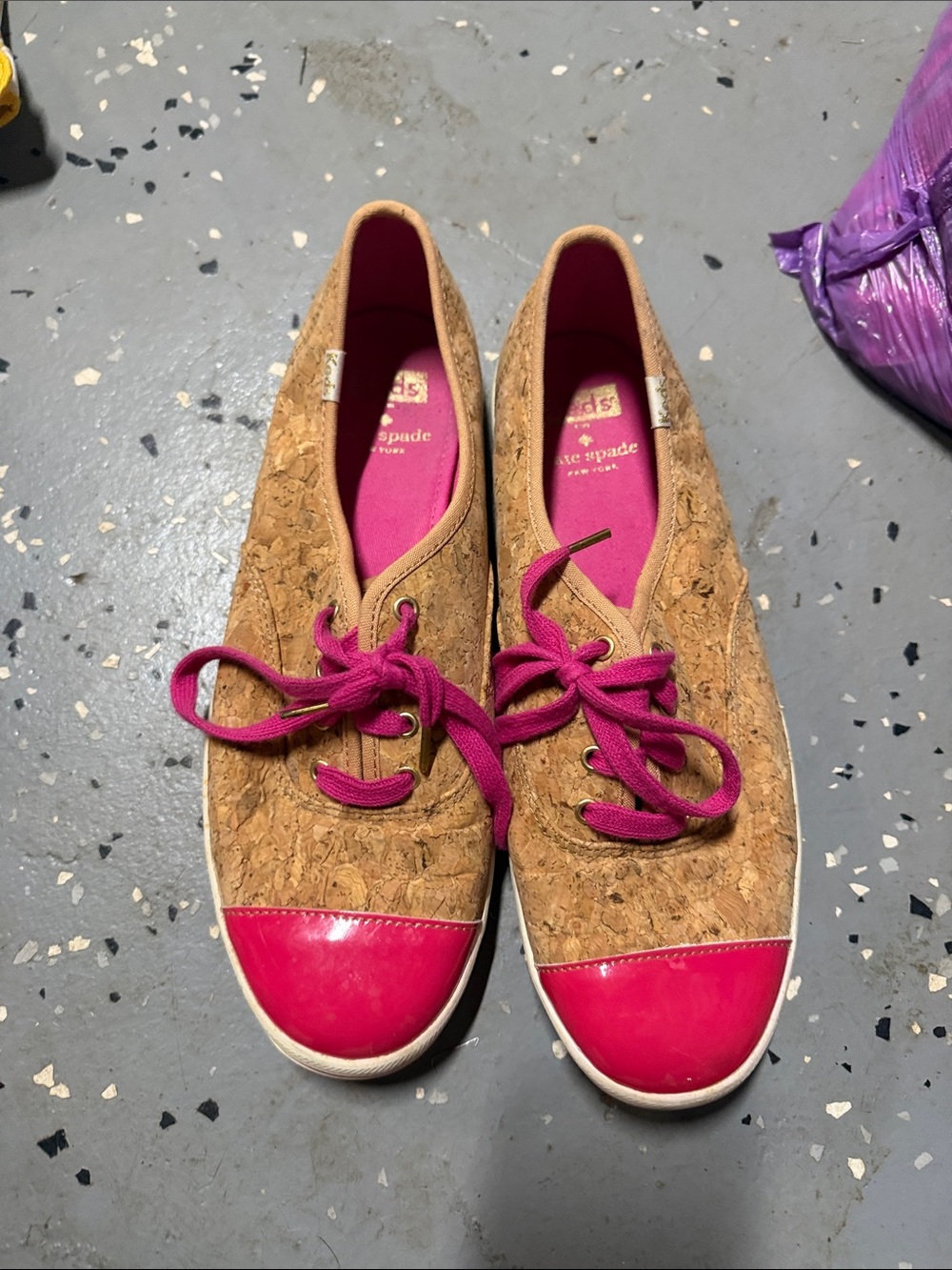 kate spade Cork Sneakers with Pink Toe Cap and Laces (Women)